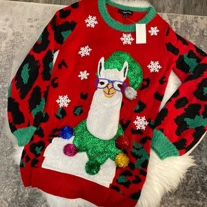 HOLIDAY SALE! FIRM NO LIKES NEW! Llama Ugly Christmas Sweater